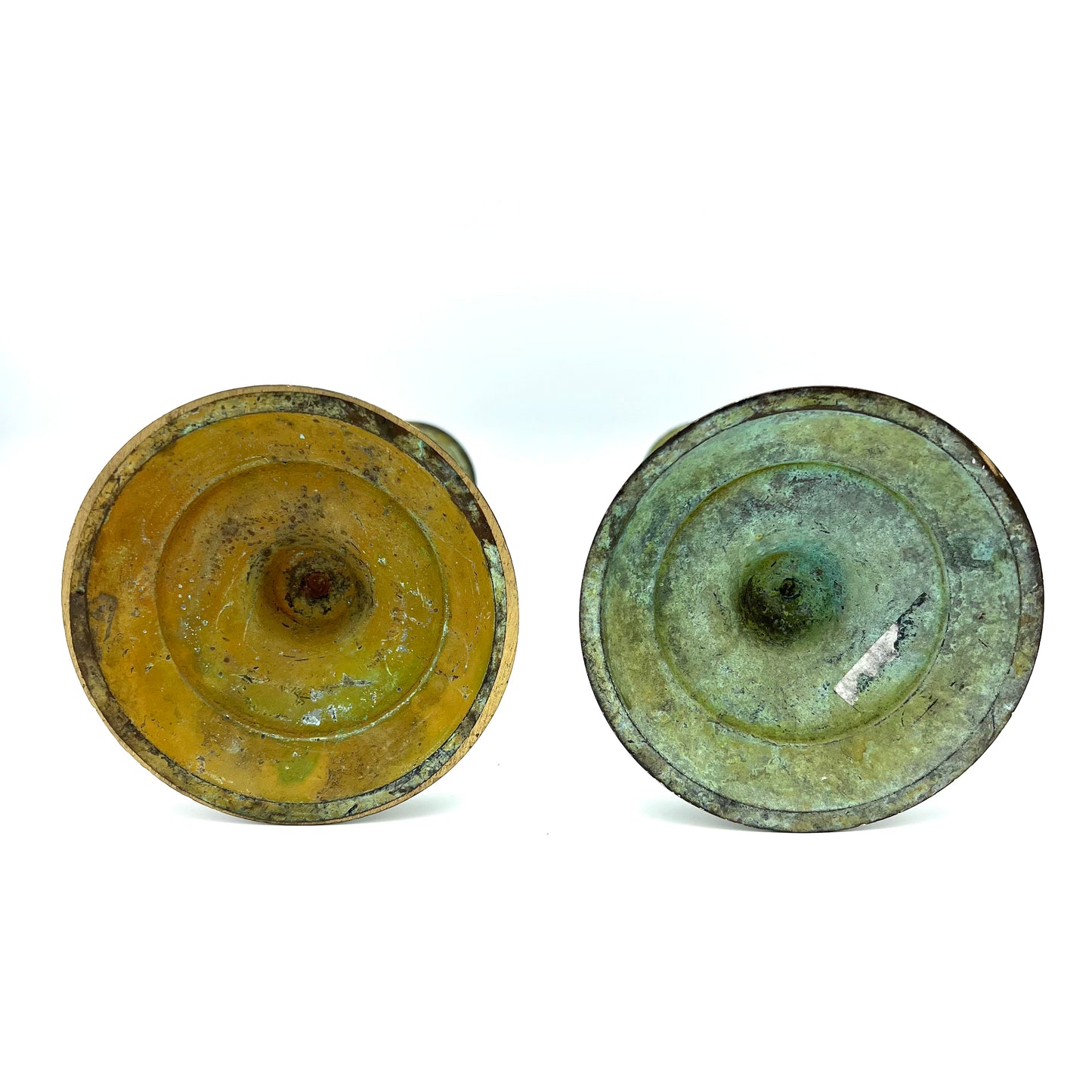 Patina Brass Candlestick Holders