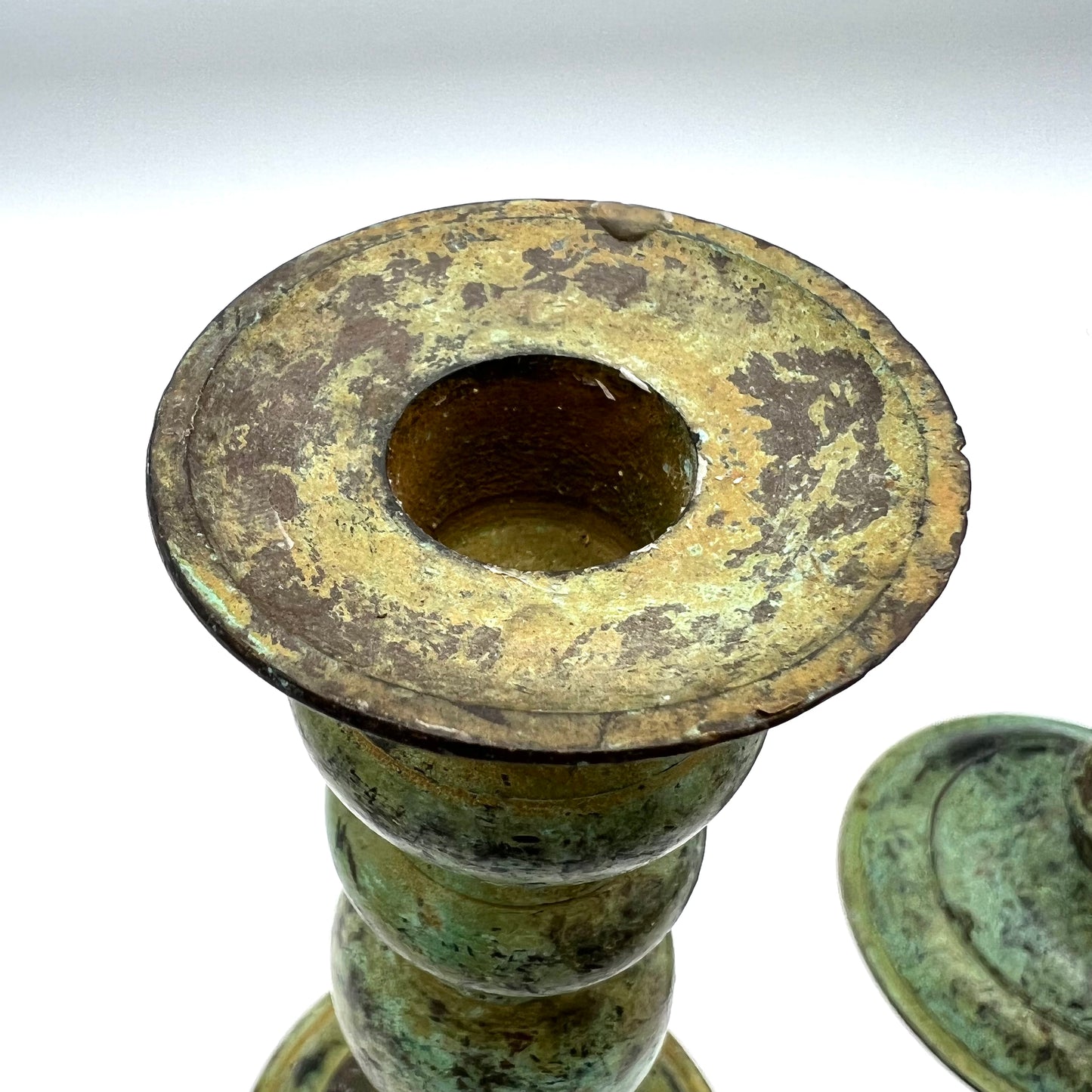 Patina Brass Candlestick Holders