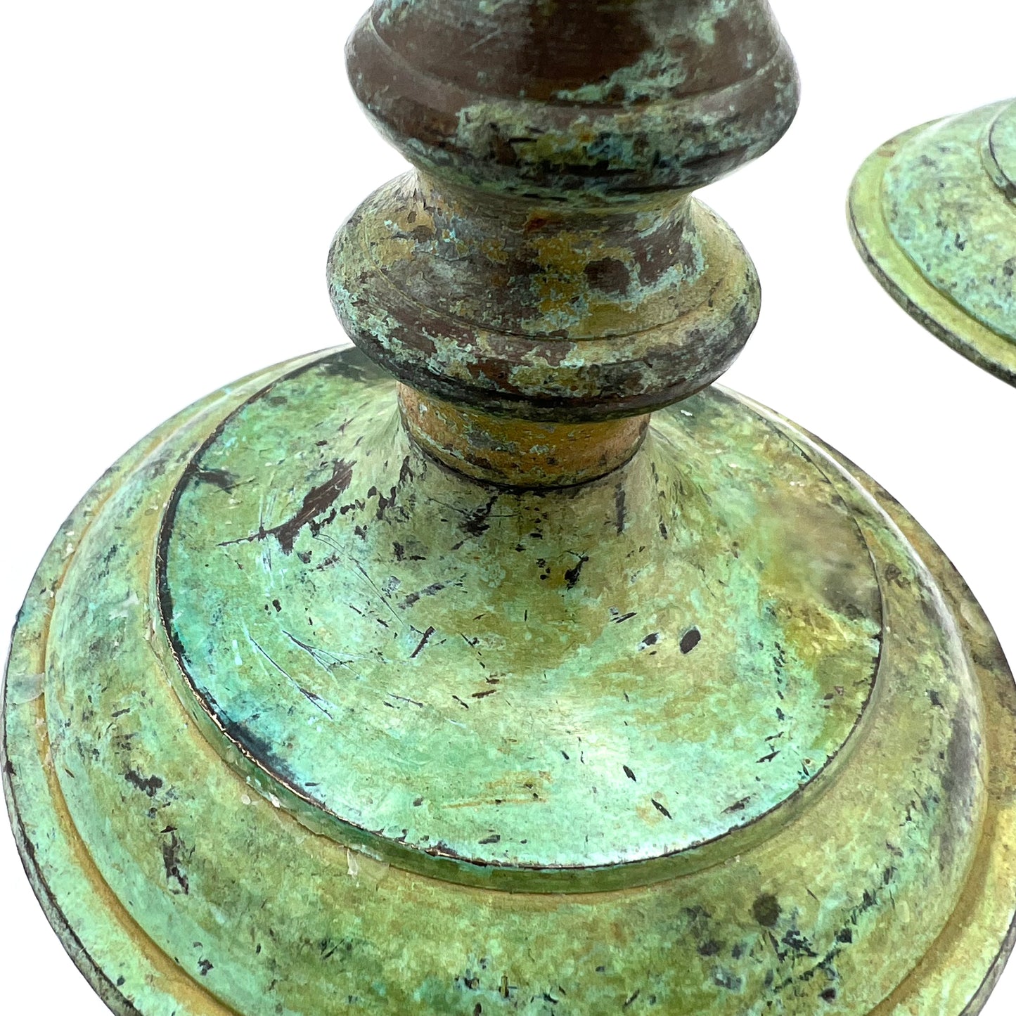 Patina Brass Candlestick Holders