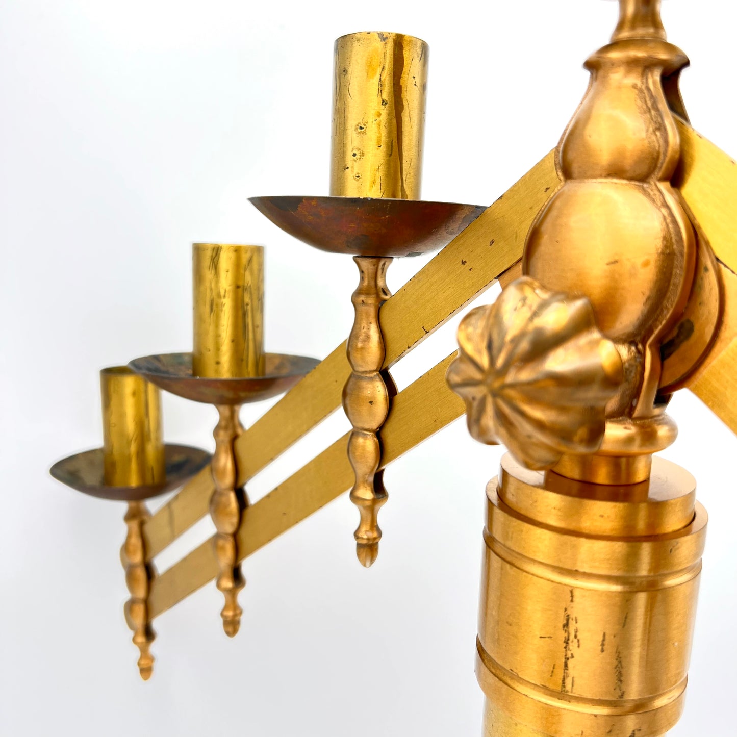 1930's Antique Altar Brass Candelabra - Adjustable 21" Church Altar 7 Light Candlestick Holder