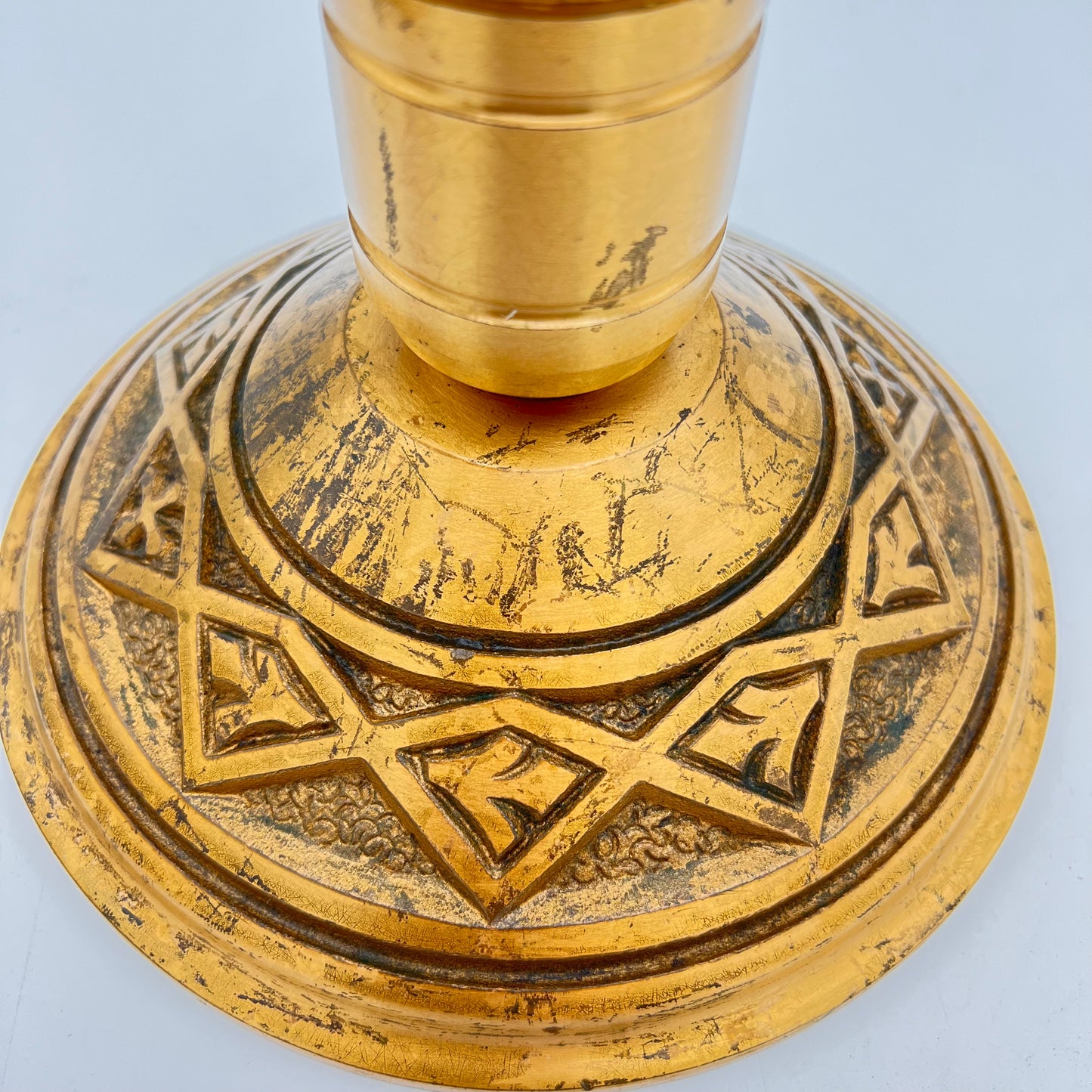 1930's Antique Altar Brass Candelabra - Adjustable 21" Church Altar 7 Light Candlestick Holder
