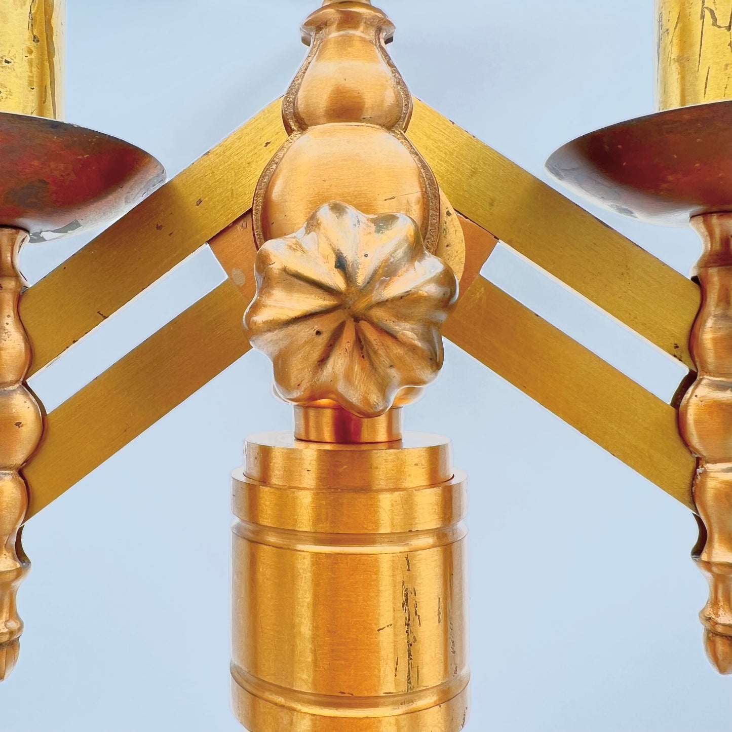 1930's Antique Altar Brass Candelabra - Adjustable 21" Church Altar 7 Light Candlestick Holder