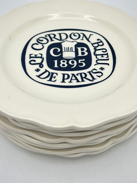 Rare Vintage Gien France Le Cordon Bleu de Paris 1895 Salad Plate Set of 8