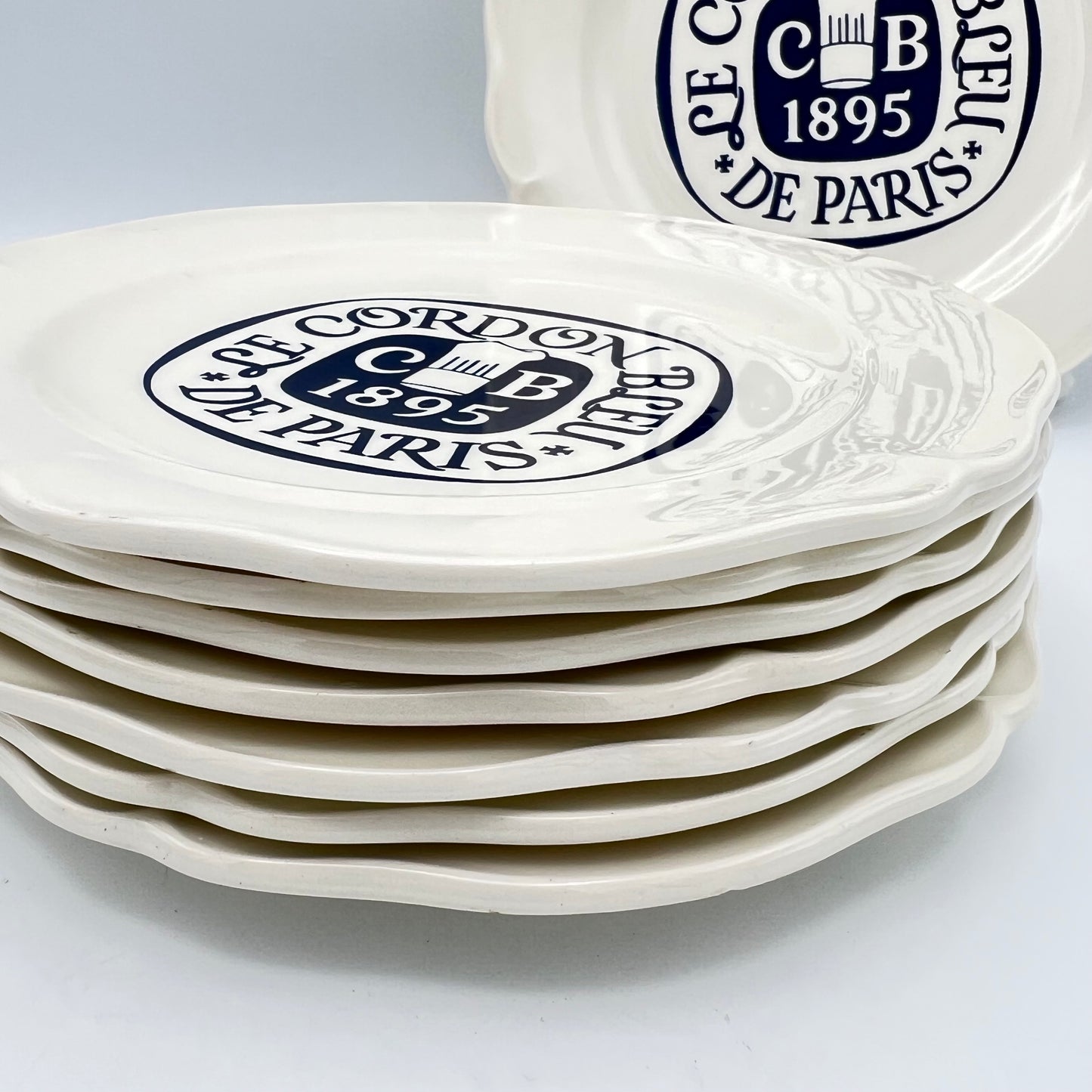 Rare Vintage Gien France Le Cordon Bleu de Paris 1895 Salad Plate Set of 8