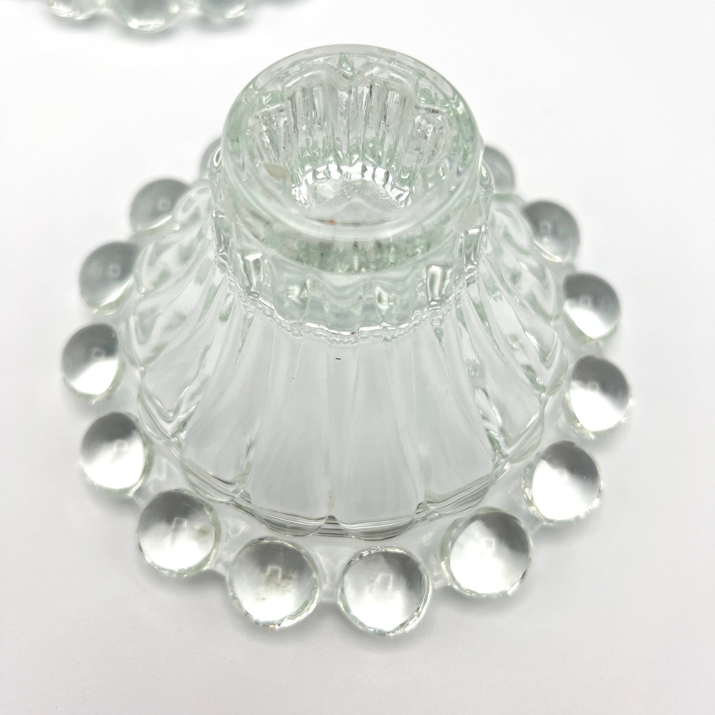 Vintage 1960s Boopie Bubble Glass Candlestick Holder Set