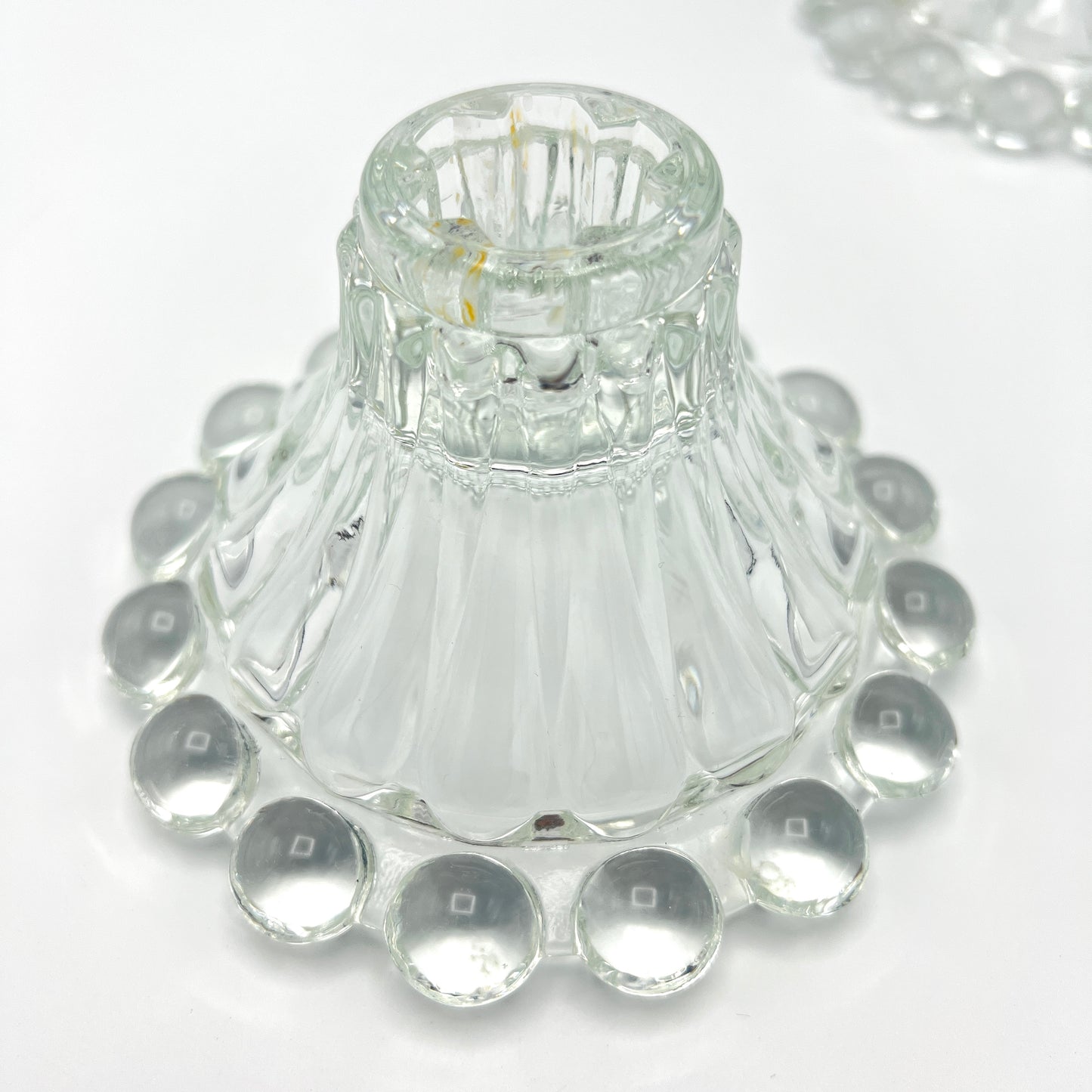 Vintage 1960s Boopie Bubble Glass Candlestick Holder Set