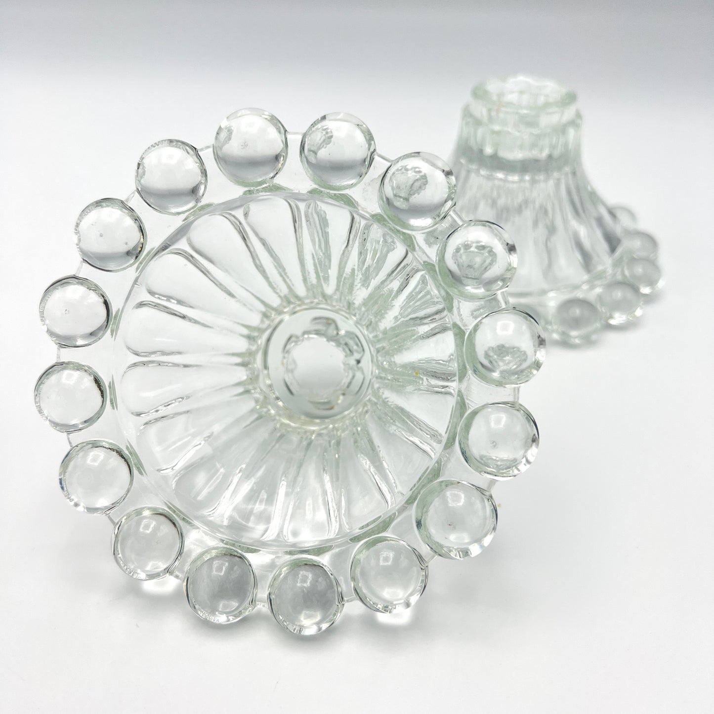 Vintage 1960s Boopie Bubble Glass Candlestick Holder Set