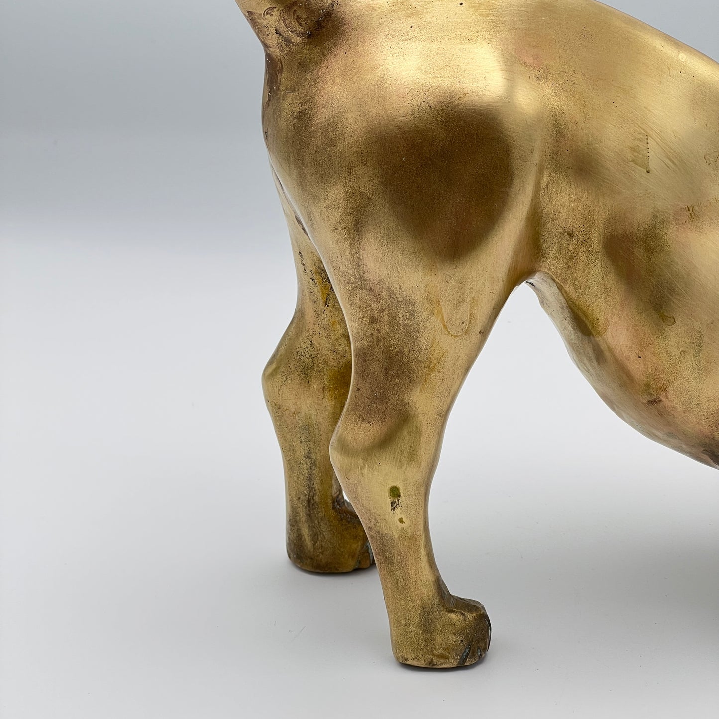 Vintage Large Mid Century 1950s Brass Crouching Cat / Feline Figure