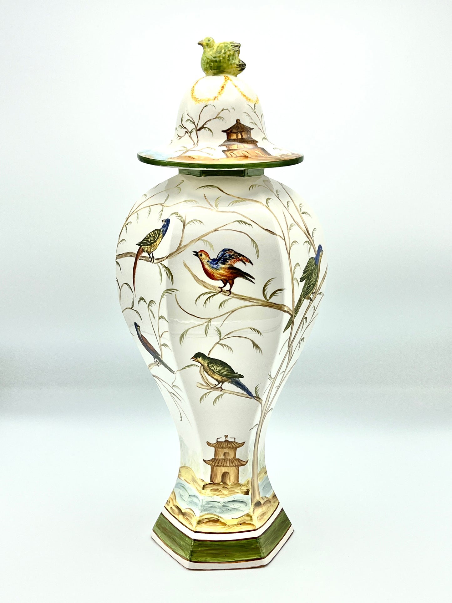 Vintage Jeanne Reeds Porcelain Decorative White Jar With Birds