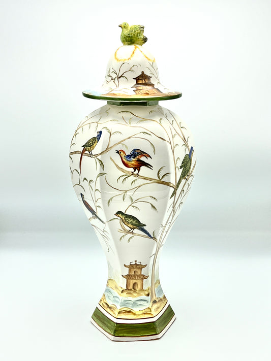 Vintage Jeanne Reeds Porcelain Decorative White Jar With Birds