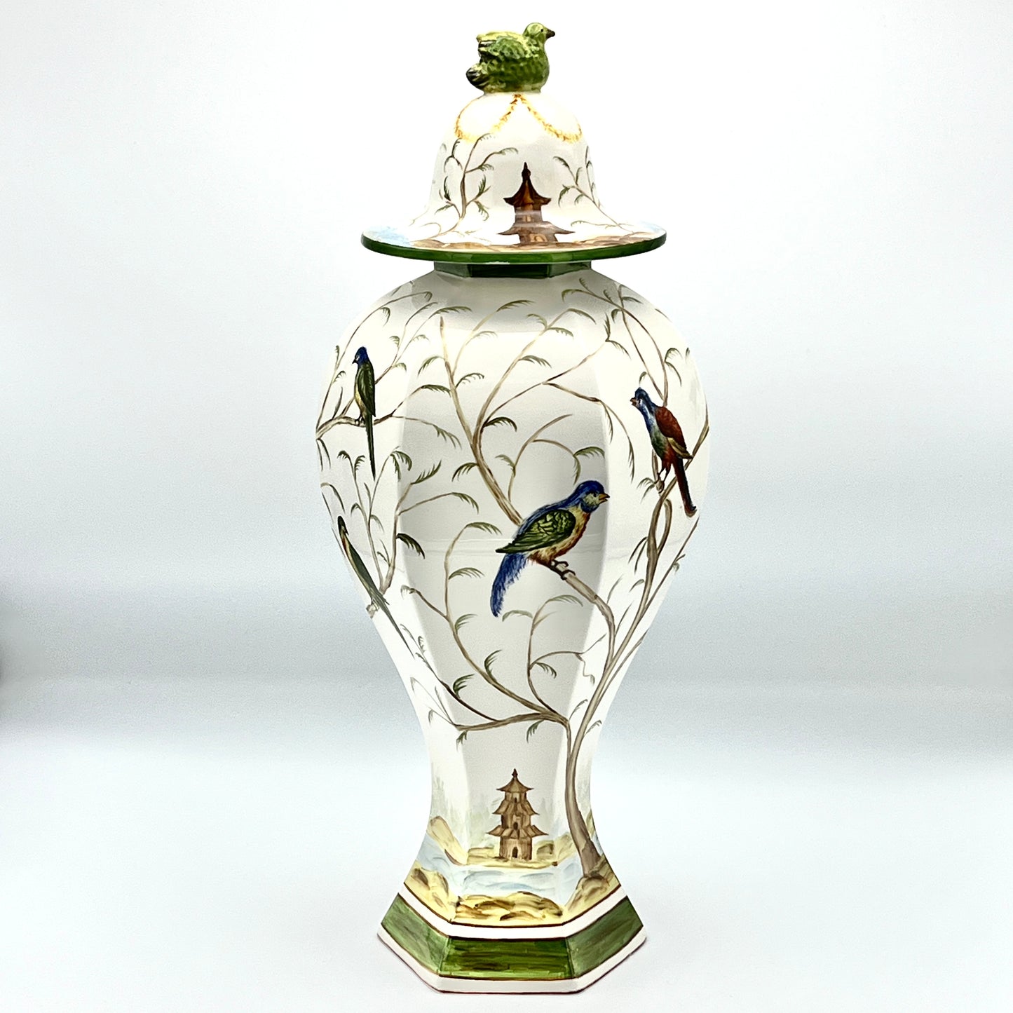 Vintage Jeanne Reeds Porcelain Decorative White Jar With Birds