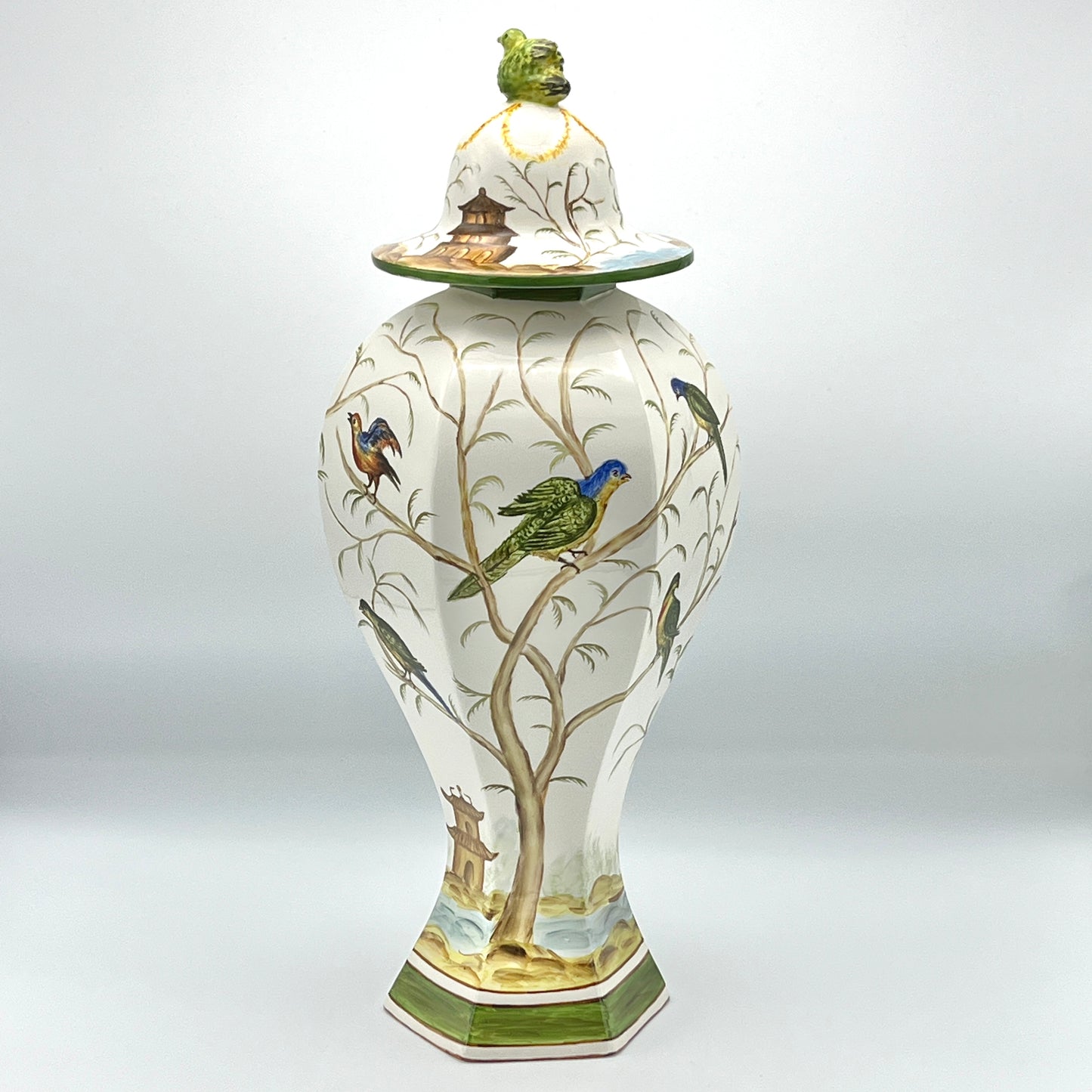 Vintage Jeanne Reeds Porcelain Decorative White Jar With Birds