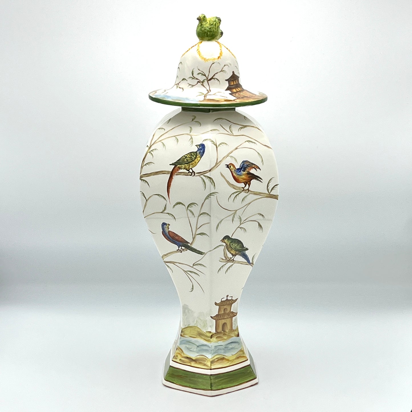 Vintage Jeanne Reeds Porcelain Decorative White Jar With Birds