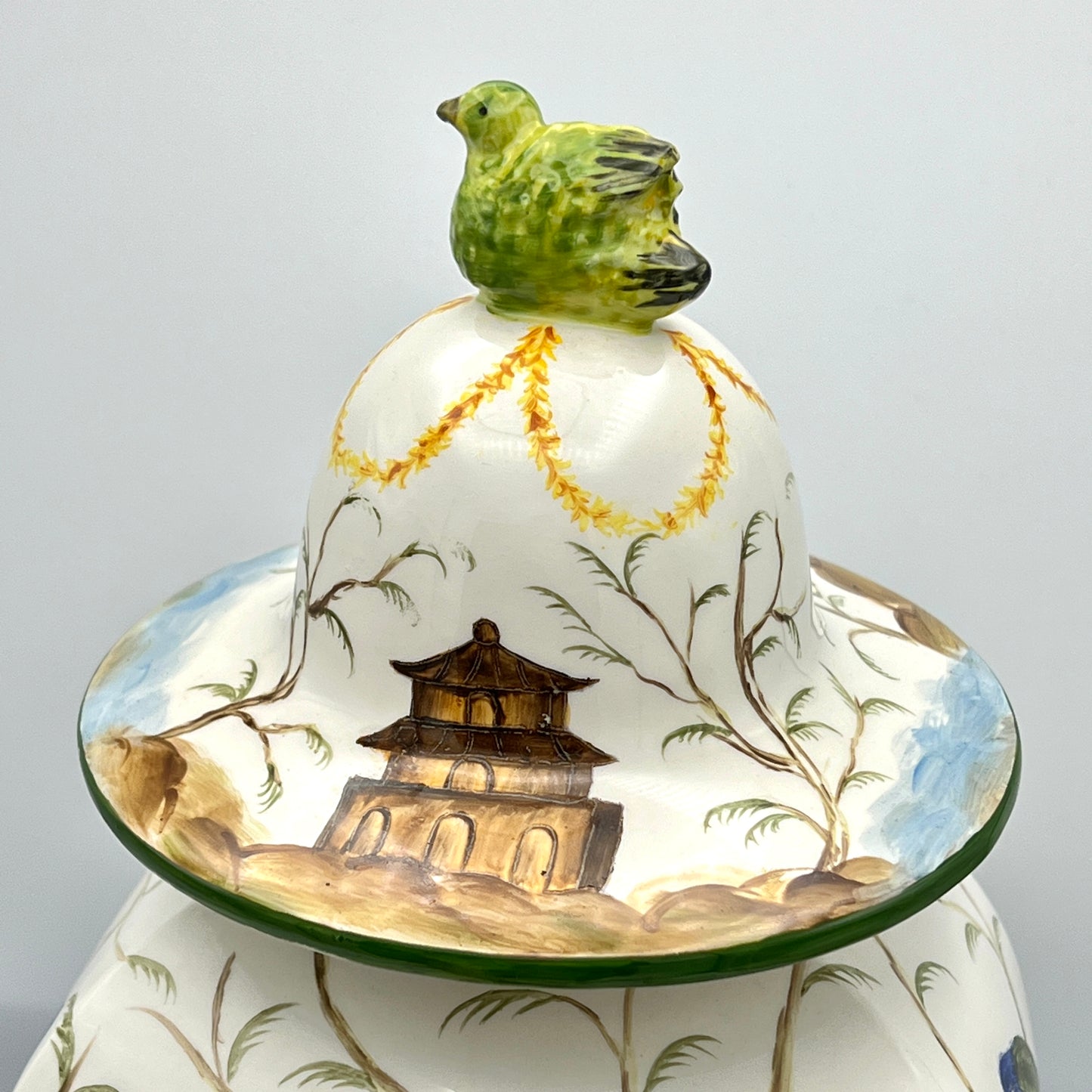 Vintage Jeanne Reeds Porcelain Decorative White Jar With Birds