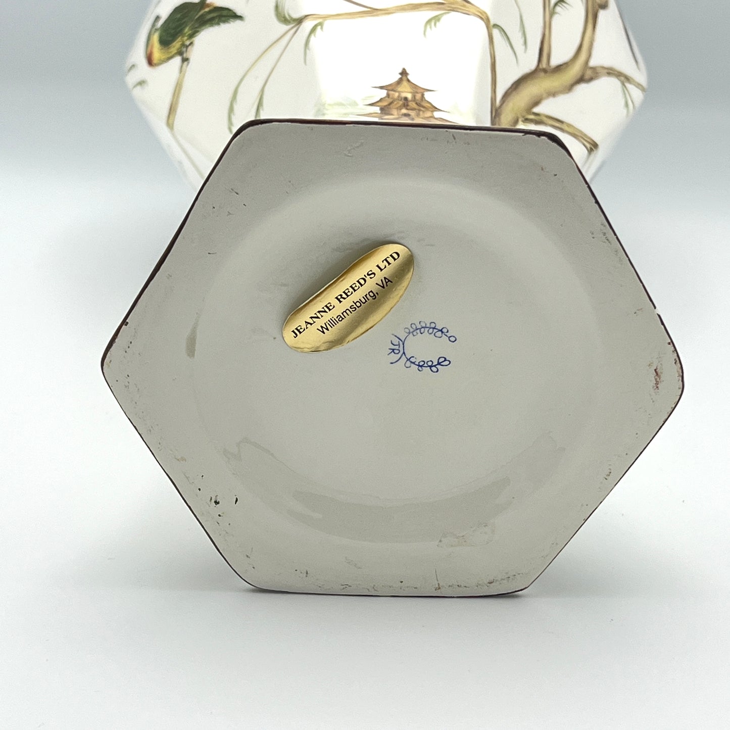 Vintage Jeanne Reeds Porcelain Decorative White Jar With Birds