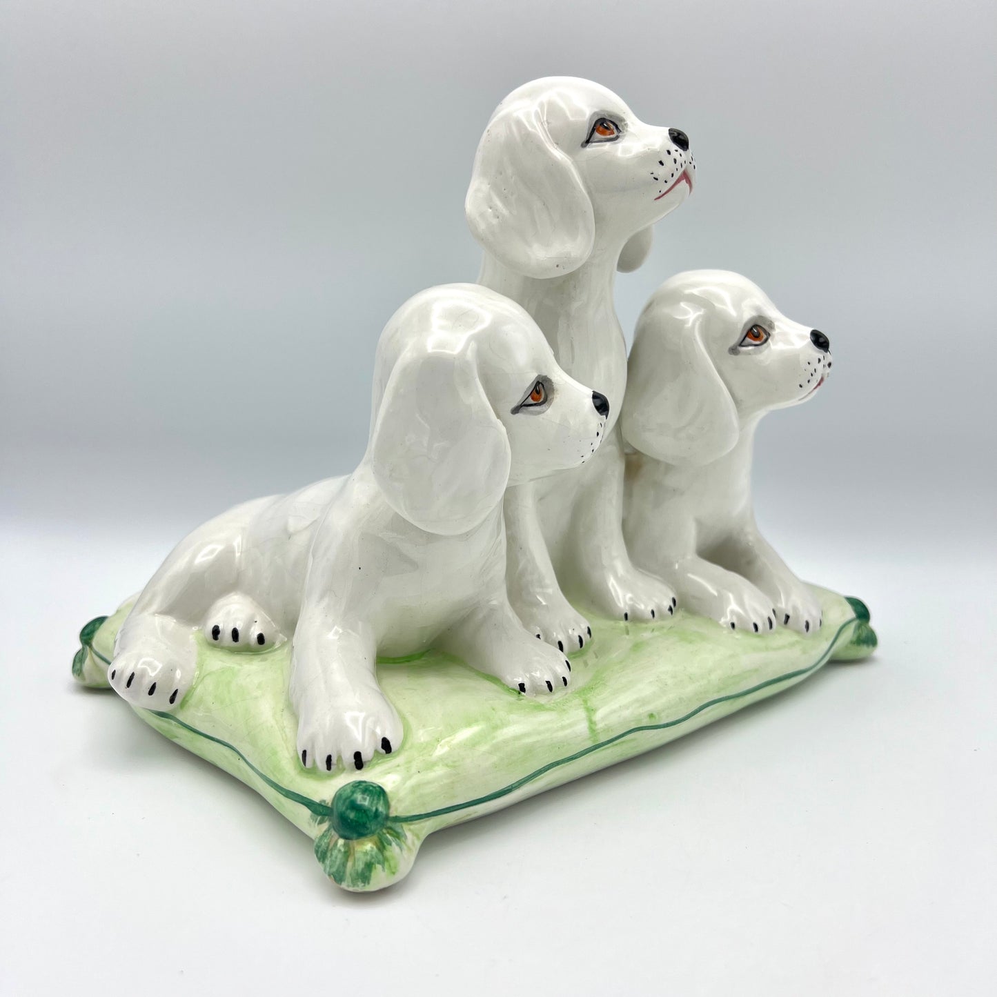 Vintage Midcentury Italian Puppy Dog Porcelain Sculpture Late 1940’s