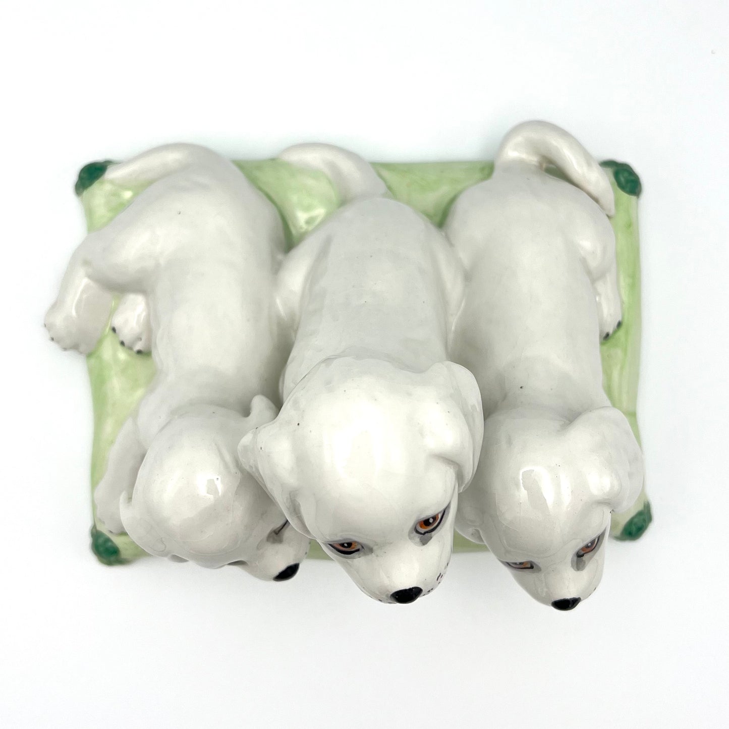 Vintage Midcentury Italian Puppy Dog Porcelain Sculpture Late 1940’s