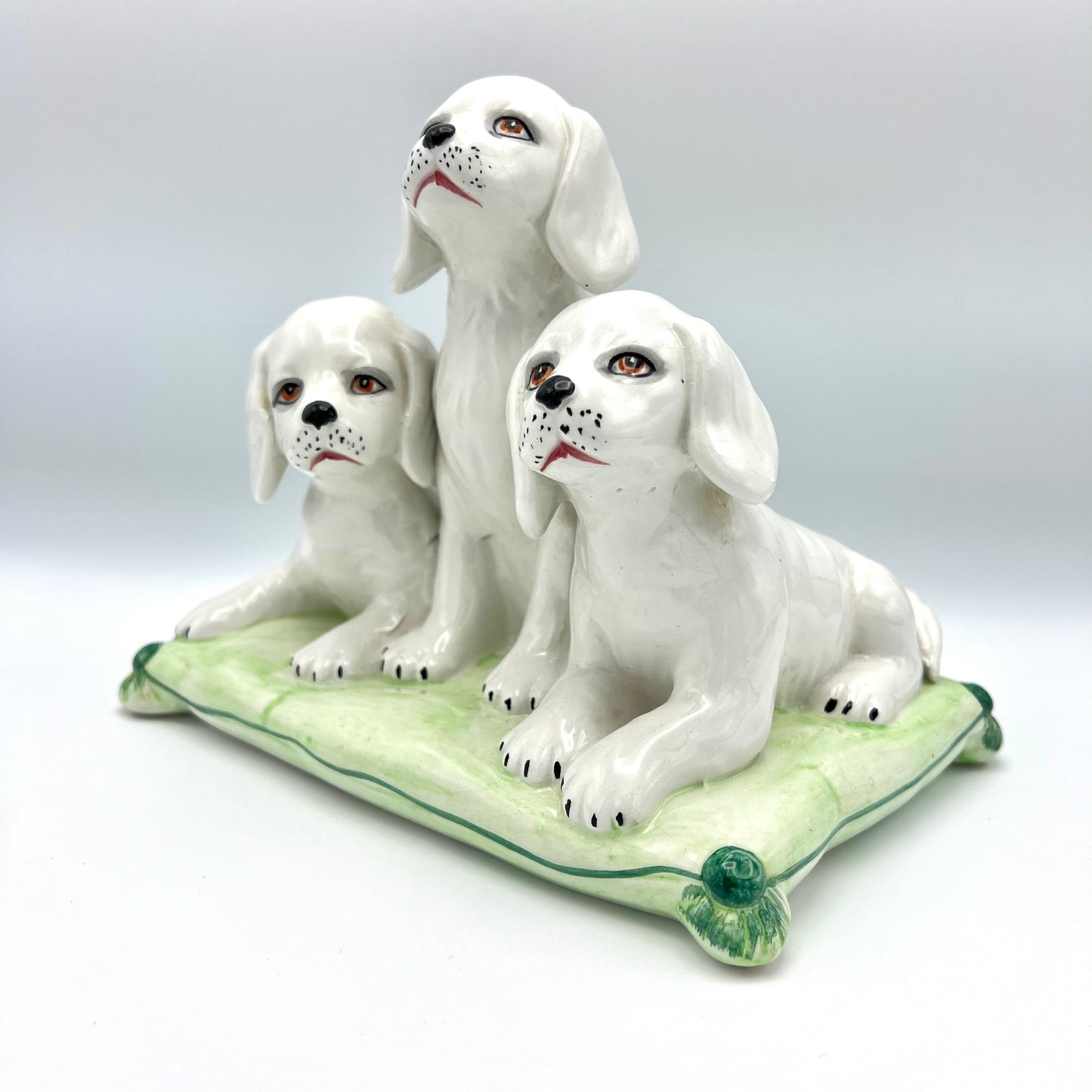 Vintage Midcentury Italian Puppy Dog Porcelain Sculpture Late 1940’s