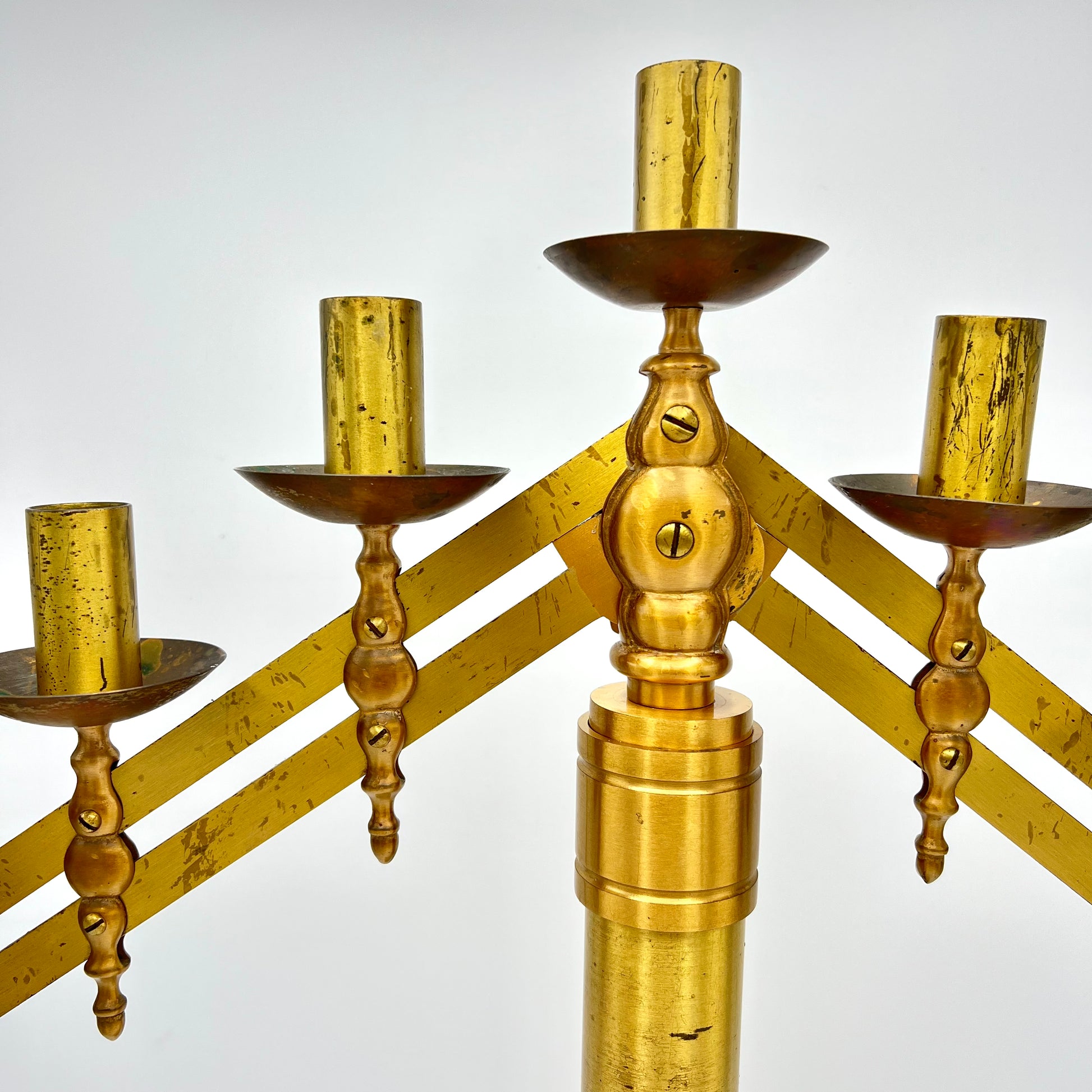 Vintage Articulating Brass Seven Arm Candelabra