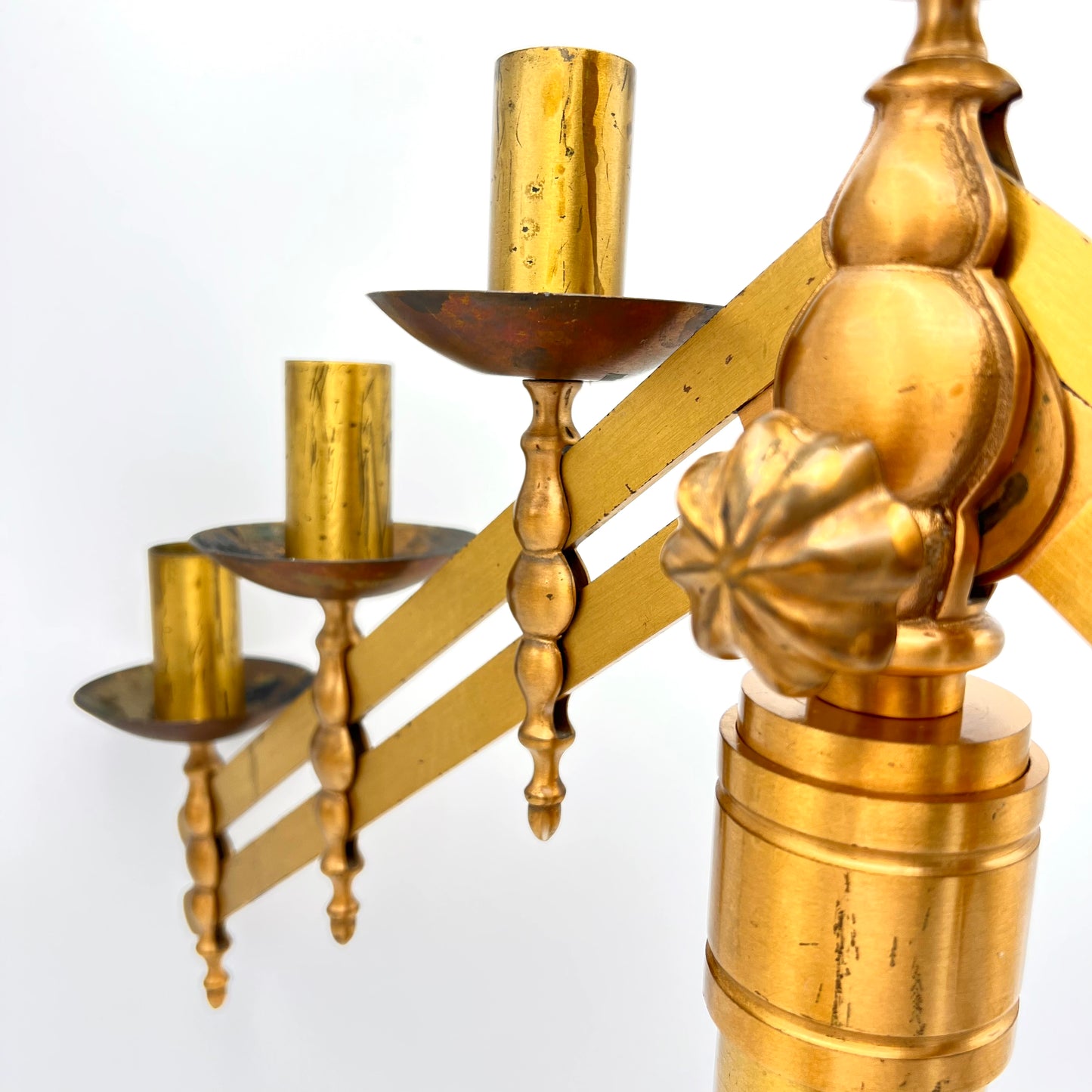 1930's Antique Altar Brass Candelabra - Adjustable  21" Church Altar 7 Light Candlestick Holder