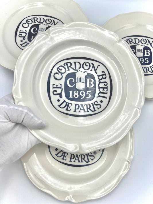 Rare Vintage Gien France Le Cordon Bleu de Paris 1895 Salad Plate Set of 8