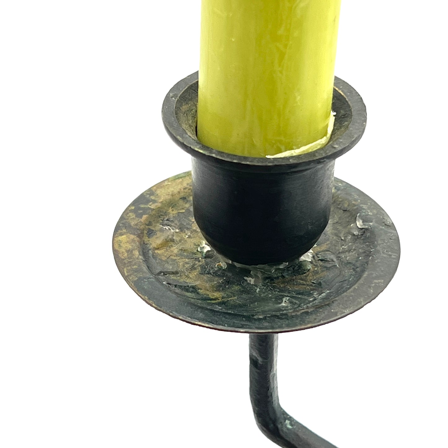 Vintage Green Patina Frog on Lily Pad Candlestick Holder