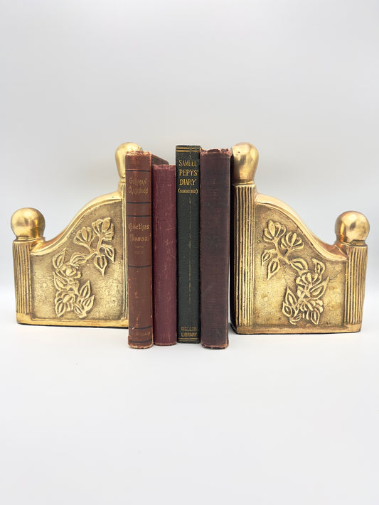 Art Nouveau Brass Bookends